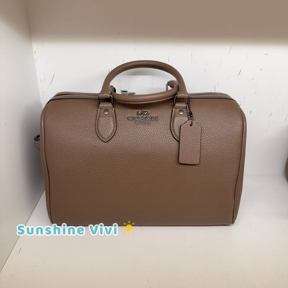 NWT Coach Rowan Large Satchel Bag Leather CV960 Qb/Dark Stone